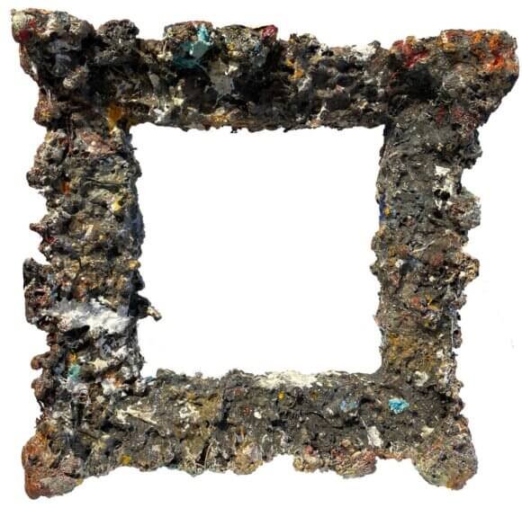 Process by Fr. Bill Moore, Fr. Bill Moore Process artwork, acrylic on wood abstract, framed unique size art, modern abstract painting on wood