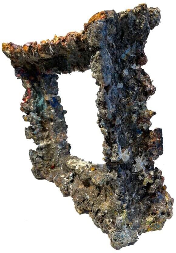 Process by Fr. Bill Moore, Fr. Bill Moore Process artwork, acrylic on wood abstract, framed unique size art, modern abstract painting on wood