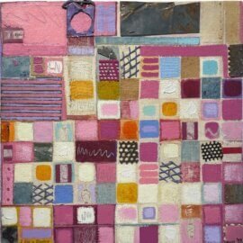 I see Shadow by Fr. Bill Moore, Fr. Bill Moore I see Shadow 1998, Fr. Bill Moore (1949-2020) artwork, acrylic on canvas abstract, square abstract painting, modern shadow art, textured abstract art, 1990s abstract painting, framed small canvas art.